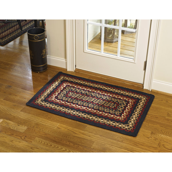 August Grove® Dhudam Handmade Braided Cotton Navy/Red/Green Area Rug